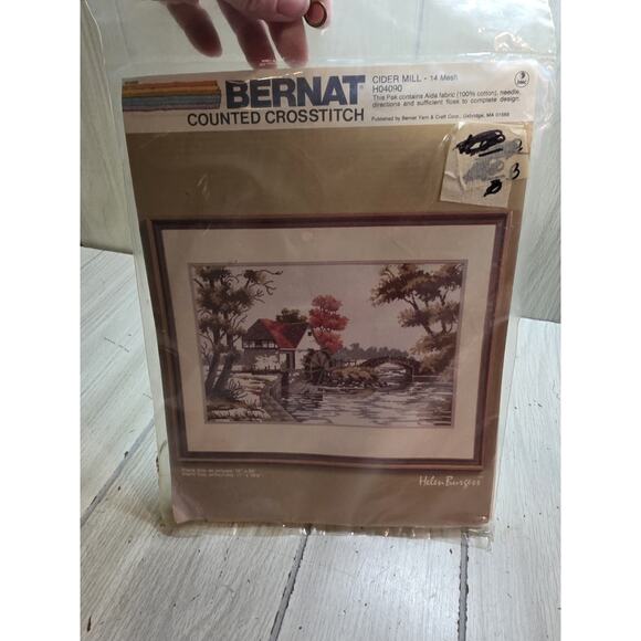 New Bernat Counted Cross Stitch Kit: Cider Mill, Helen Burgess H04090 - Picture 1 of 5